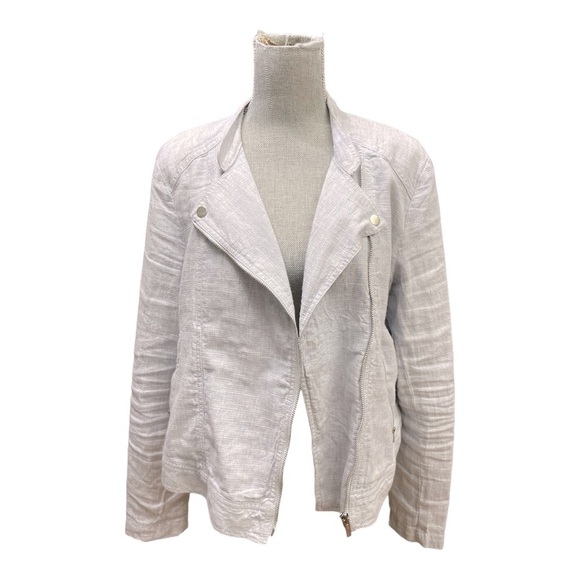 LOFT Pale Blue Linen
Asymmetric Zipper Moto
Jacket Women's L - Picture 10 of 15